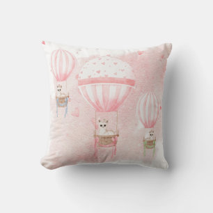 Coussin Élégante Pépinière Rose Hot Air Balloons Llama