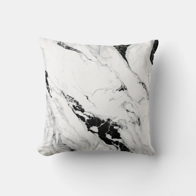 Coussin Elégante pierre de marbre noir et blanc abstrait (Recto)