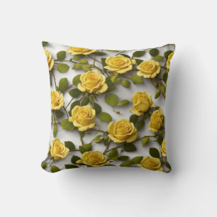 Coussin Elégante Rose Jaune Motif Floral