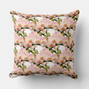Coussin Élégantes fleurs d'orchidées en blanc