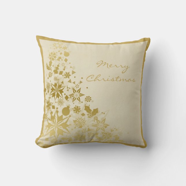 Coussin Élégantes fusées de Noël d'or (Recto)