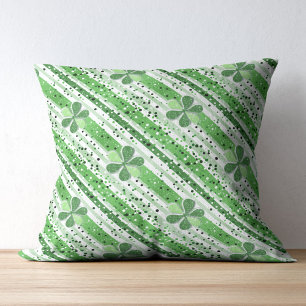 Coussin Élégantes rayures vertes et blanches Shamrock Pail