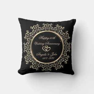 Coussin Élégantes Volutes Dorées 50e Anniversaire de Maria