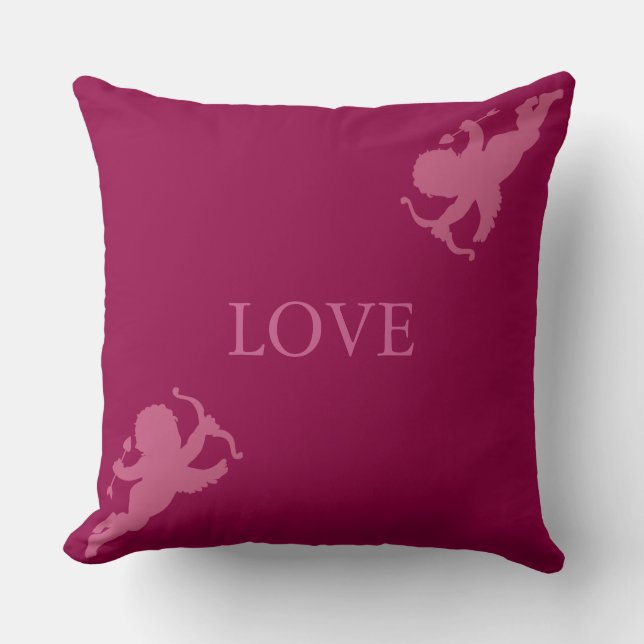 Coussin Élégants cupides en or rose sur bordeaux (Recto)