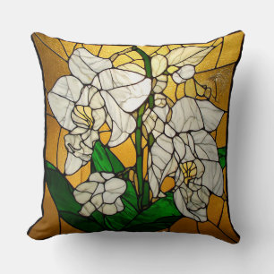 Coussin Élégants orchidées blanches en verre coloré