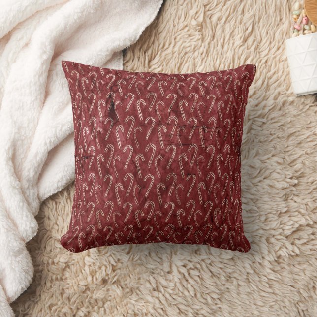 Coussin Élégants Sucres de canne de Noël Rouge (Couverture)