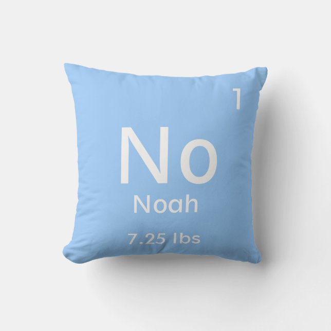 Coussin Élément de bébé bleu personnalisé (Recto)