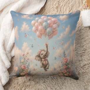 Coussin Élément éléphant bébé ballons papillons flottants