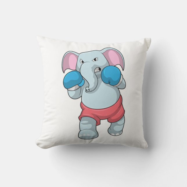 Coussin Eléphant à la boxe avec gants de boxe (Recto)