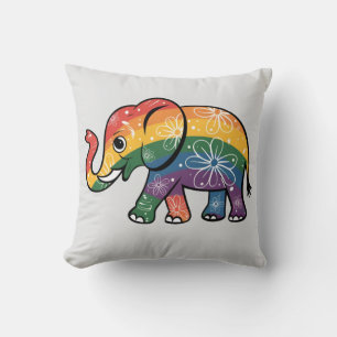 Coussin Eléphant arc-en-ciel