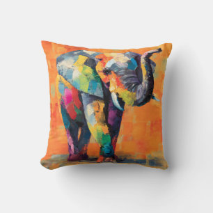 Coussin Eléphant arc-en-ciel Abstrait