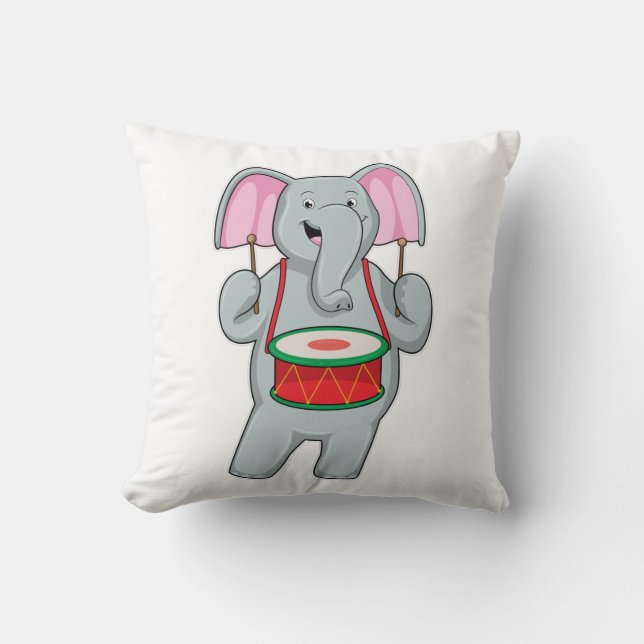 Coussin Elephant at Music with Drum (Recto)