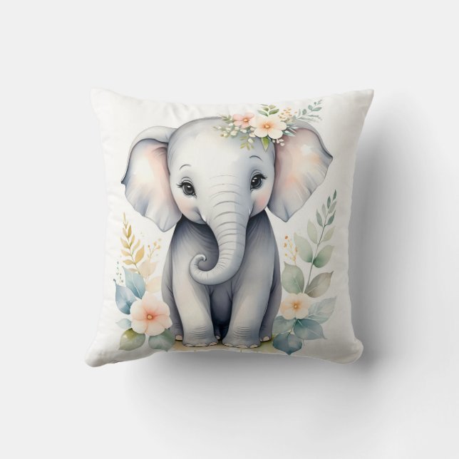 Coussin Eléphant bébé en floraison (Verso)