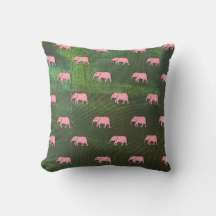 Coussin Eléphant bébé moderne pour enfants rose vert