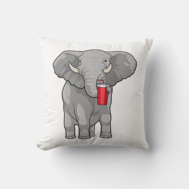 Coussin Eléphant Boire de la tasse (Recto)