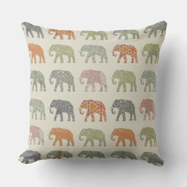Coussin Eléphant Coloré Animal Motif contemporain (Recto)