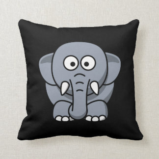 Coussin Éléphant de bande dessinée sur le noir