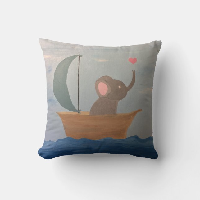 Coussin Éléphant de bébé dans un bateau (Recto)