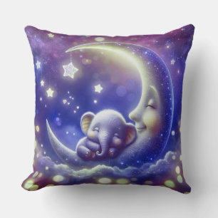 Coussin Éléphant de bébé mignon dormant sur une lune