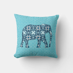 Coussin Elephant de Carrelage marocain, Cobalt, Marine & B