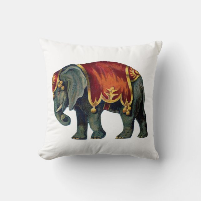 Coussin Eléphant de cirque vintage (Recto)
