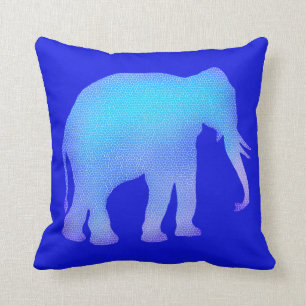 Coussin Éléphant de mosaïque bleue