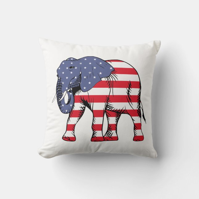 Coussin Eléphant du drapeau américain moderne (Recto)