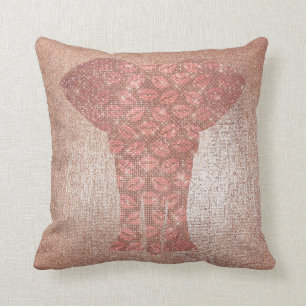 Coussin Éléphant fascinant de baiser de lèvres d'étinc