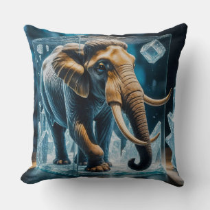 Coussin Eléphant givré 3D dans un cube de glace givré