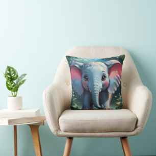 Coussin Eléphant mignon dans la pluie