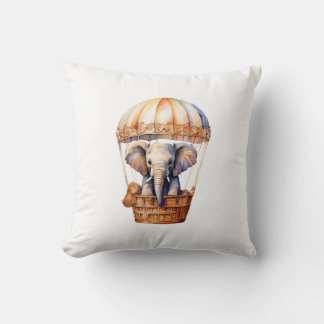 Coussin Eléphant mignon dans un ballon à air chaud