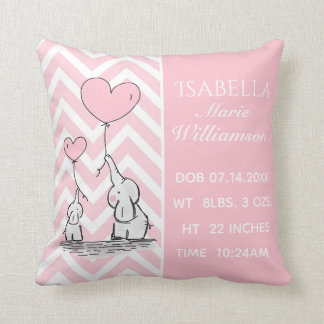 Coussin Éléphant Rose Pâle Naissance Bébé Fille Personnali