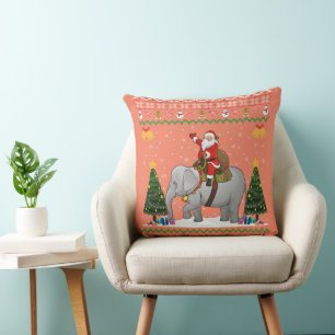 Coussin Elephant Ugly Xmas cadeau Père Noël équitation Ele