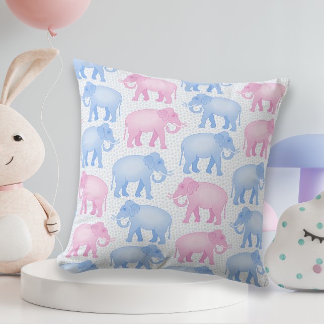 Coussin Eléphants baby shower rose et bleu (Créateur téléchargé)