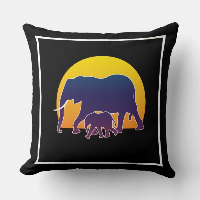 Coussin Eléphants couchés de soleil (Recto)
