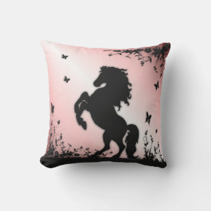 Coussin Élevage noir stallion rose