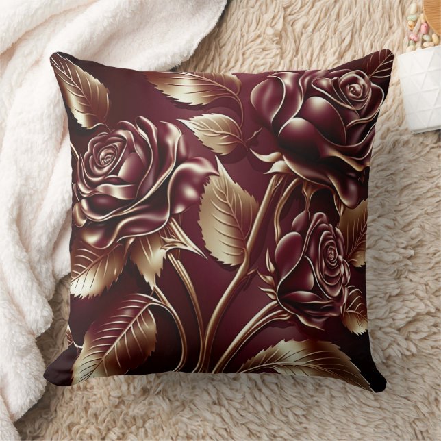 Coussin Élevez votre maison avec un Rose bourguignon luxue (Couverture)