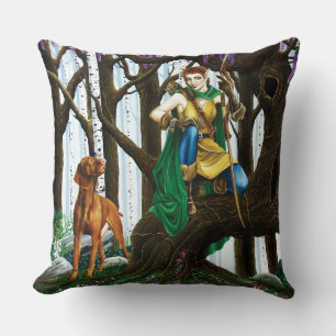 Coussin Elfe de fantasy archer Vizsla Forêt enchantée