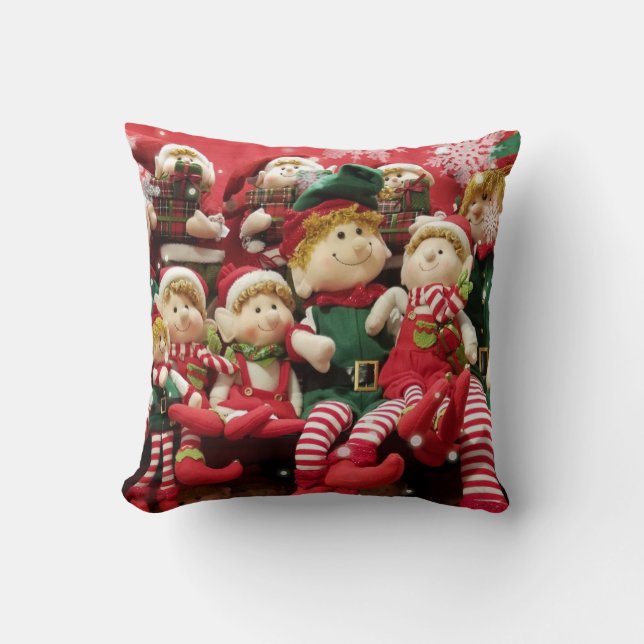 Coussin Elfes de Joyeux Noël (Recto)
