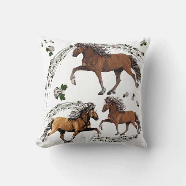 Coussin Elska Gaited Horse et les fleurs (Recto)
