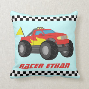 Coussin Emballant le camion de monstre rouge, pour la