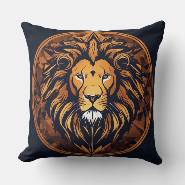Coussin Emblème de lion géométrique néon Tee (Recto)