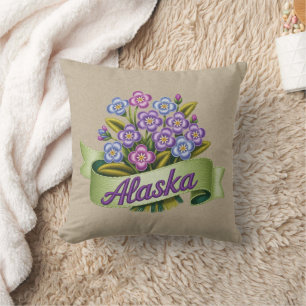 Coussin Emblème des fleurs de l'état de l'Alaska