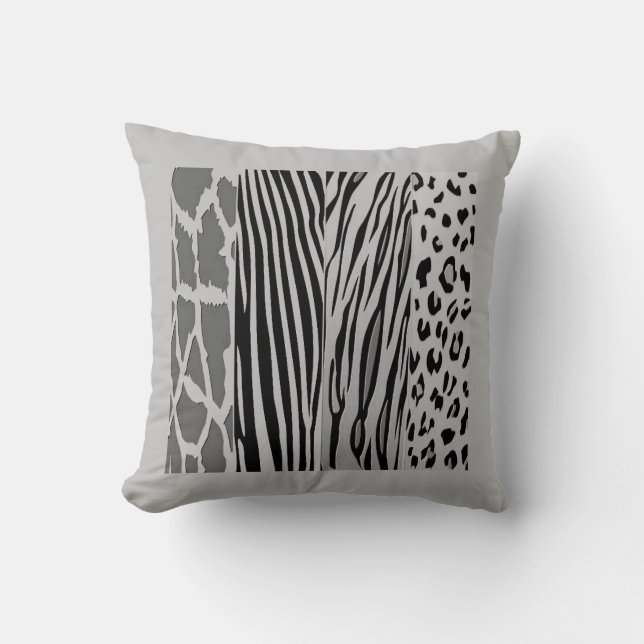 Coussin Embossé Poster de animal noir et gris (Recto)