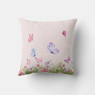 Coussin Embrace de la nature - Amour floral et rêves papil