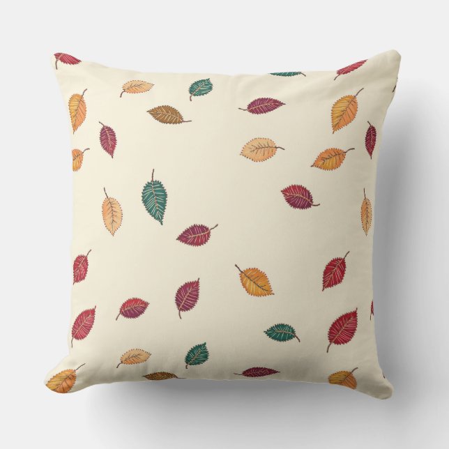 Coussin Embroidered Look Fall Leave Throw Pillow (Recto)