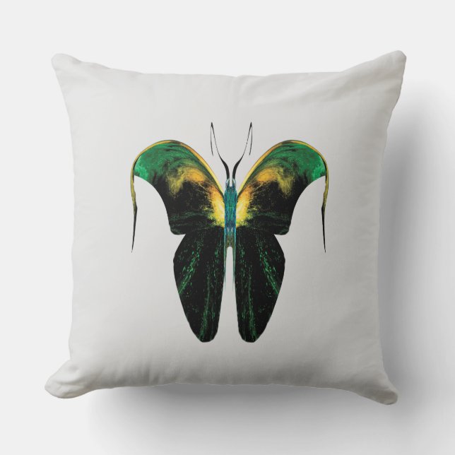 Coussin Emerald Flame Butterfly – Surreal Nature Form (Recto)