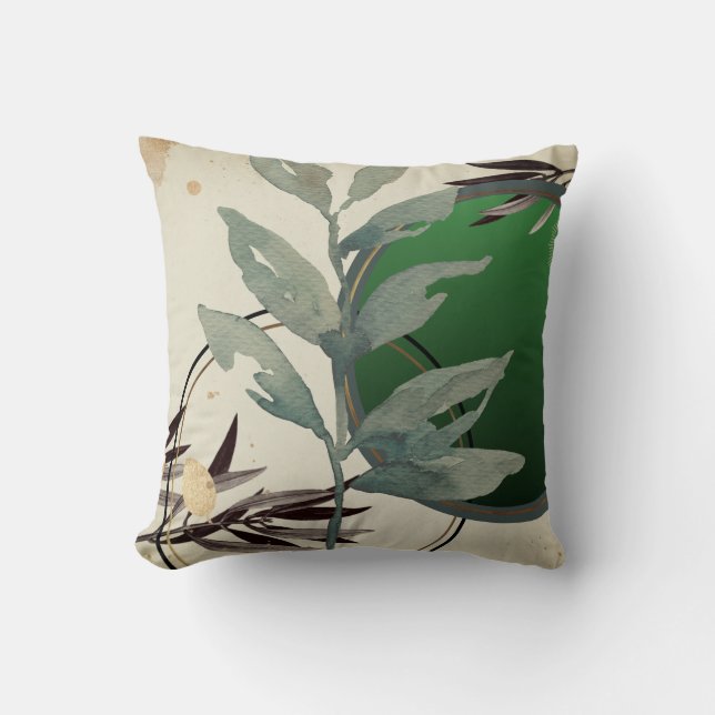 Coussin Emerald Green Aquarelle Abstraite artistique (Recto)