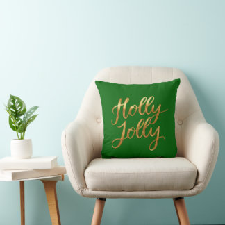 Coussin Emerald Green Holly Jolly - Décor de script or