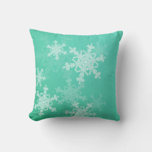 Coussin Emerald White Snowflakes Minimaliste Noël